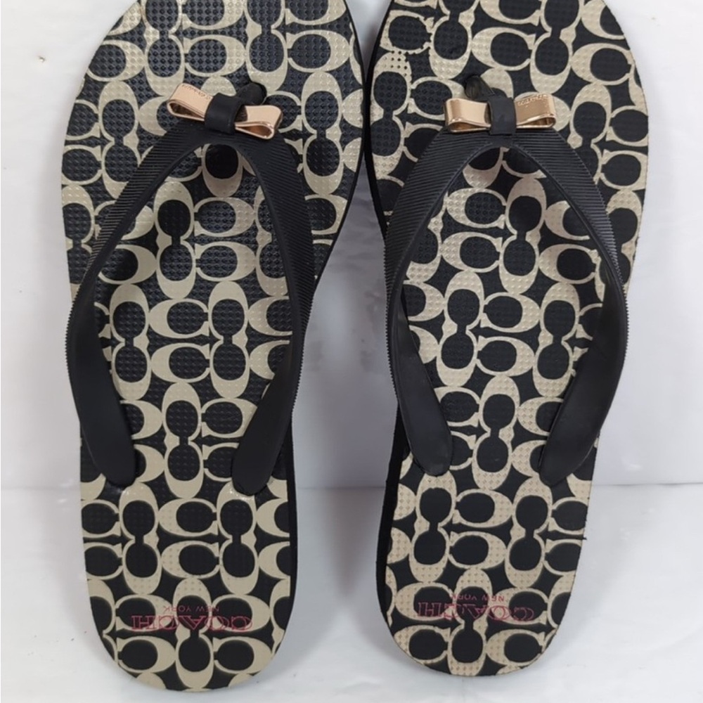 Coach Women’s  Amel monogrammed flip flops. - Picture 3 of 7